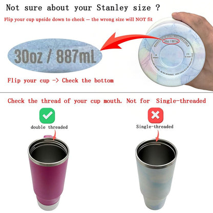 ANTAND 2 Pack Leak Proof Lid for 30oz Stanley H2.0 Quencher,No Spill Flip Straw Lid Replacement for Stanley Cup Accessories 30oz Tumbler Lid Replacement Straw Cover Cap for Stanley Lids(Cream,Purple)