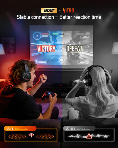 acer Wireless Gaming Headset, PS5 Headset with 2.4GHz for Ps5, Ps4, PC, Switch, Bluetooth 5.3 + 100Hrs Gaming Headphones with Noise Canceling Mic for Laptop, Mobile, Mac, 50mm Drivers (Blackpink)