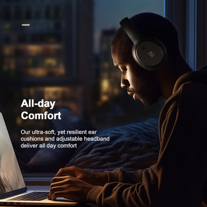 Calmbee Bluetooth Headphones, Hybrid Active Noise Cancelling Wireless Headphones Over Ear with Microphone, Up to 140H Playtime, Transparency Mode, Deep Bass, Clear Calls, Comfort fit for Travel, Home