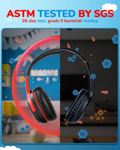 awatrue Kids Headphones Wired Toddler with Microphone, Over-Ear Headphones, 85/94dB Volume-Limiting, 3.5mm Jack, Foldable On-Ear Design - Safe & Comfortable for Learning & Entertainment