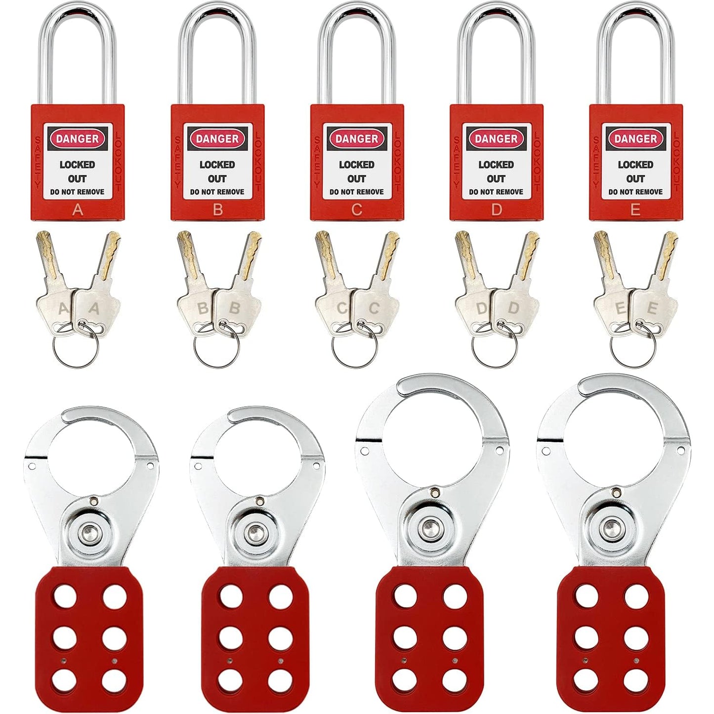 SAFBY Lockout Tagout Kit Electrical Loto - Clamp-On Circuit Breaker Lockout, Group Lockout Hasps, Lockout Tag, Universal Multi- Pole Breaker for Kit Station (Box Orange Kit)