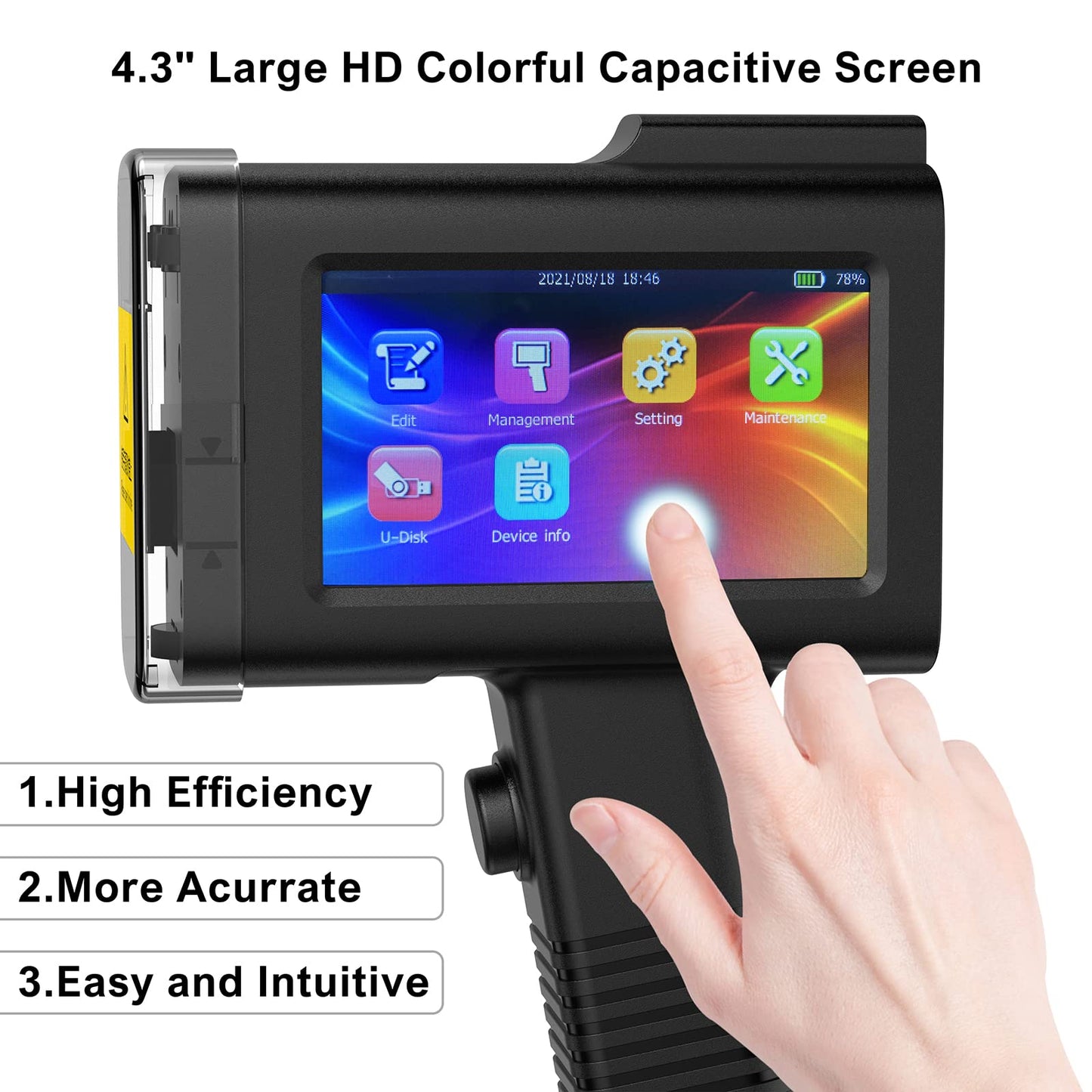 UPRINTJET Handheld Inkjet Printer BT-HH6105B2 with Photoelectric Sensor Inkjet Coder Quick-Drying Ink for Barcode QRcode Batch Number Logo Date Printing Machine Handheld Printer for Any Surface