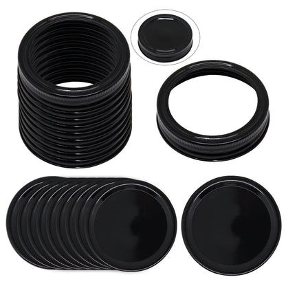 BENLIUDH Canning Lids and Rings, 2-3/4 Inches Reusable Mason Jar Lids Regular Mouth Compatible with Ball or Kerr Jars Set of 10 (10 Lids+10 Rings, Black)