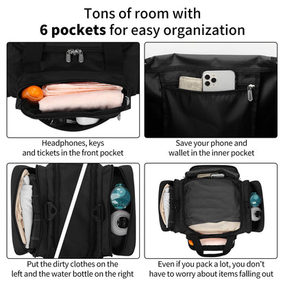Small Duffel Bag 17 inch Carry On Weekender Bag for Travel Gym Sport (17x10x9 in) - Black