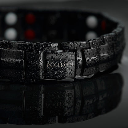 POLLDAN® 3X Power Magnetic Bracelets For Men | 6200 Gauss Strength Mens Titanium Bracelet with Fold-Over Clasp, Adjustable Length, Gift Box, Sizing Tool | Innovative Magnets Alloy - Patent (2X Black)