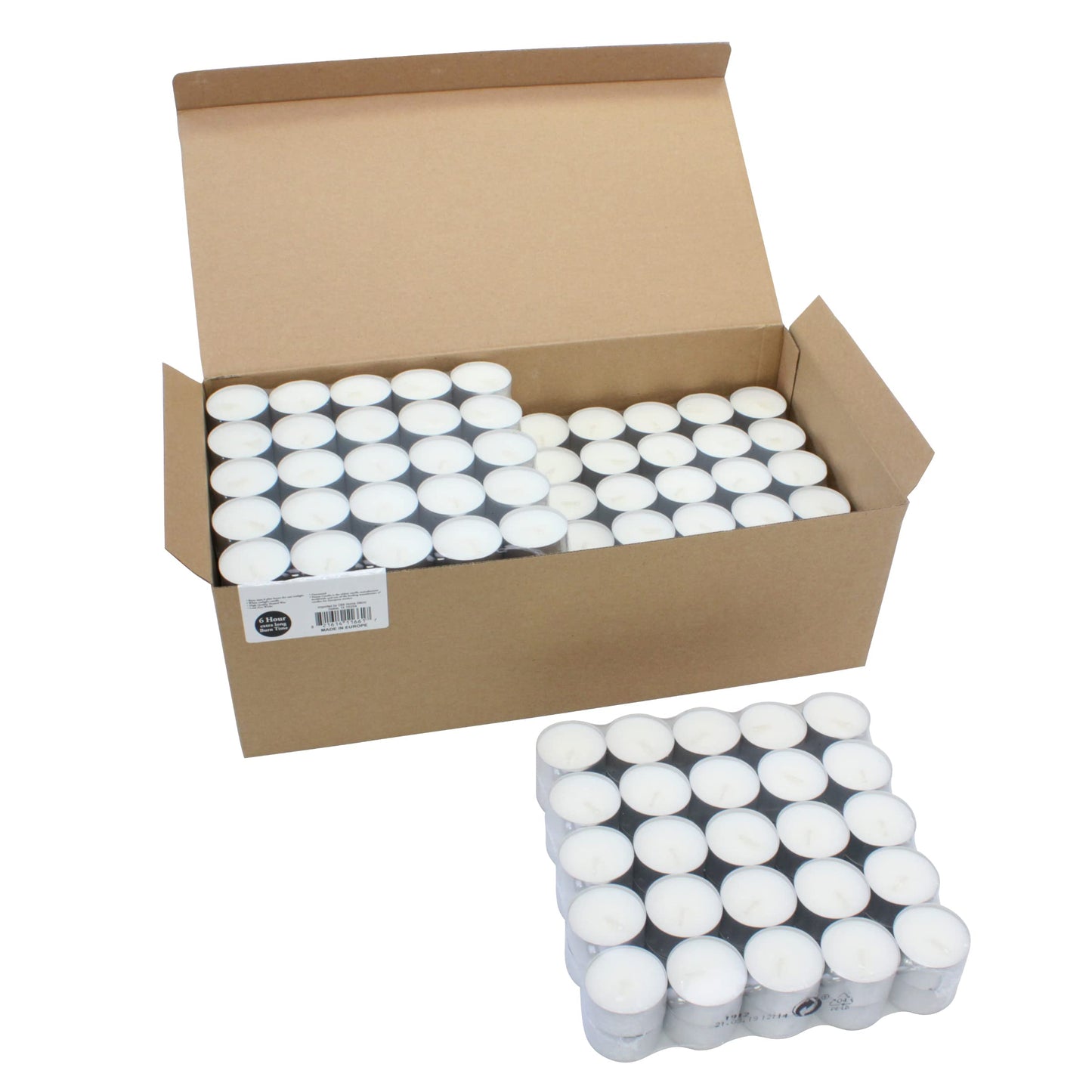 Stonebriar 600 Pack Unscented Tea Light Candles with 6-7 Hour Extended Burn Time, White, 300 Count