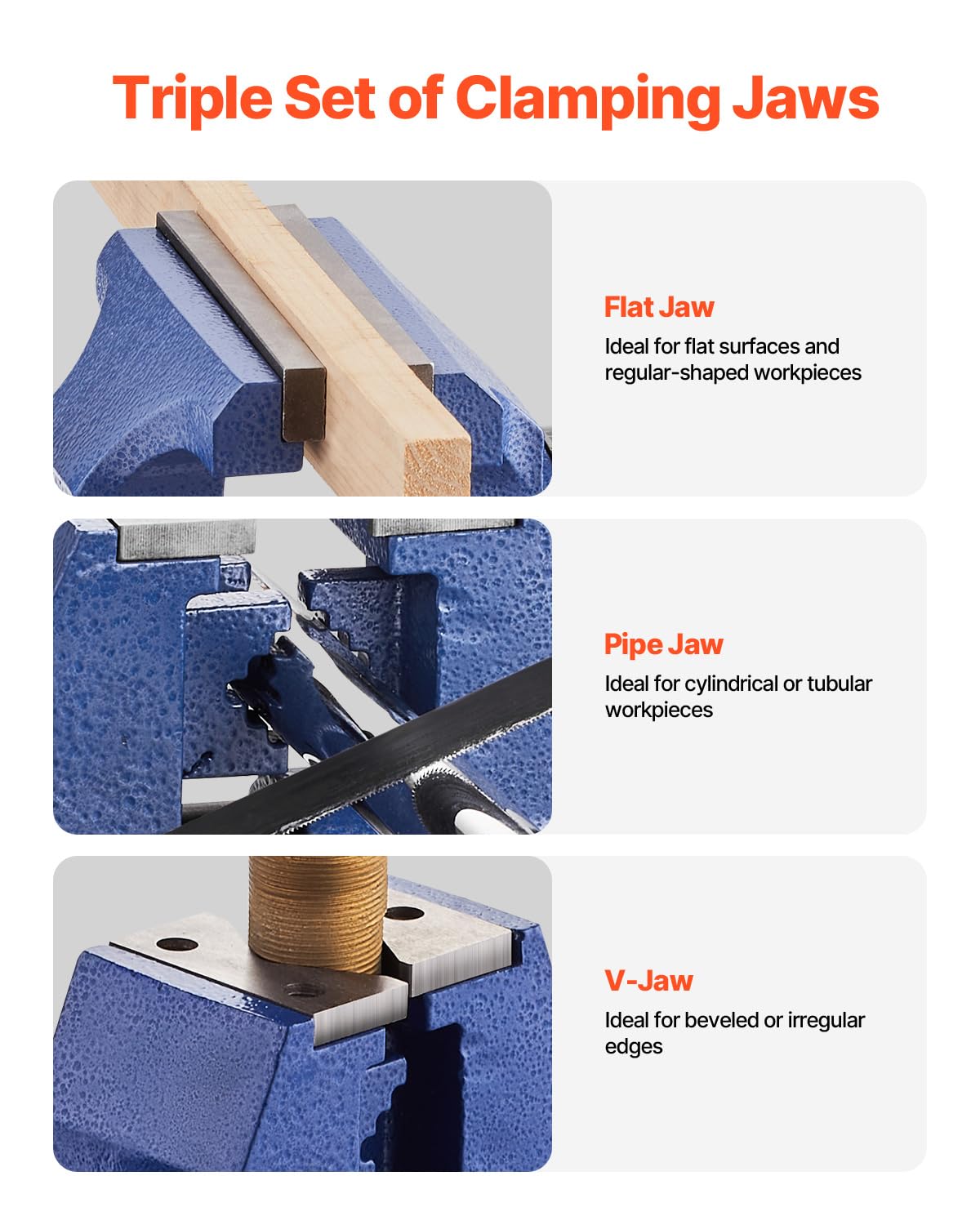 VEVOR Heavy Duty Bench Vise, 6.5 Inch Jaw Width, 5 Inch Max Opening, Multi-Purpose Ductile Iron, Anvil, 360° Swivel Base, 5620 Lbs Clamp Force
