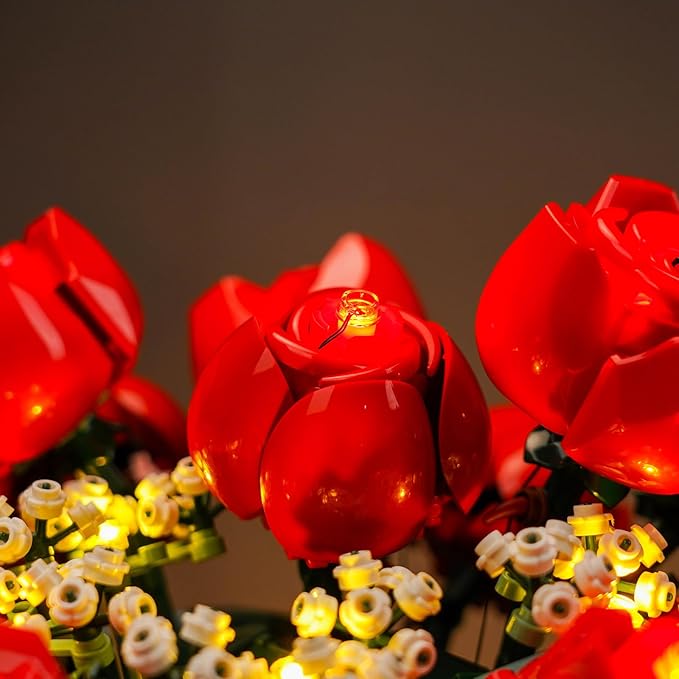 VONADO Light Kit Compatible with Lego-Bouquet-of-Roses-10328 Flowers Icons (Lights Only No Models) Creative LED Lighting Set Compatible with Lego 10328 Valentines Roses Bouquet Building Set