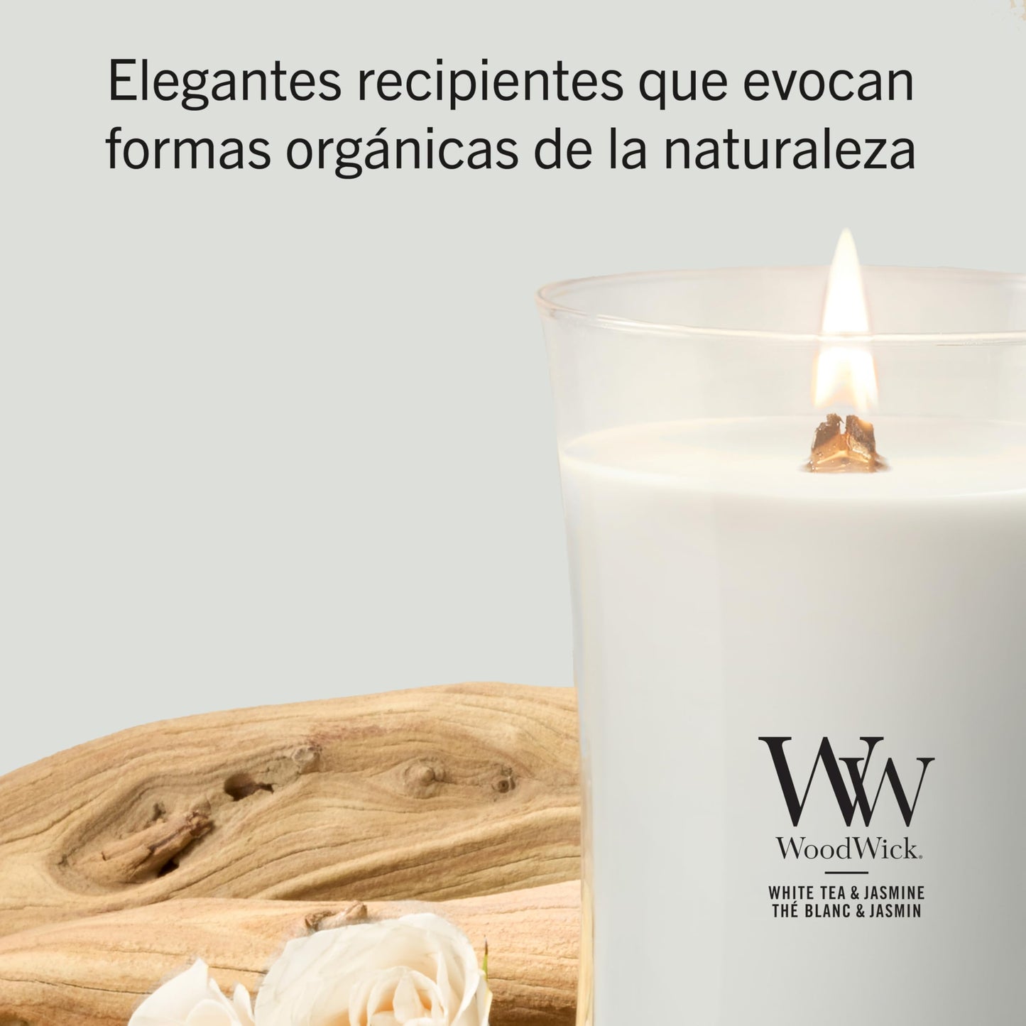 WoodWick Large Hourglass Scented Candle, White Tea & Jasmine