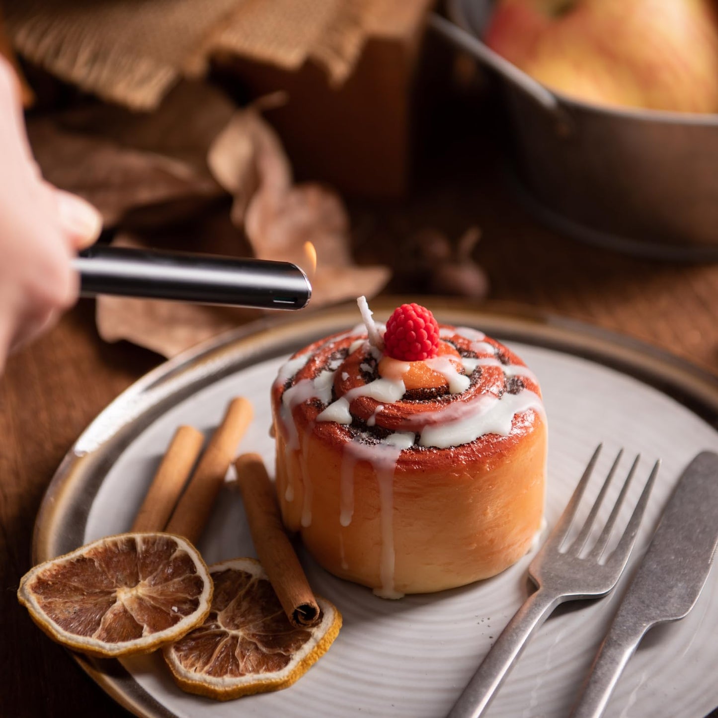 Raspberry Cinnamon Roll Realistic Food Vegetable Wax Candle