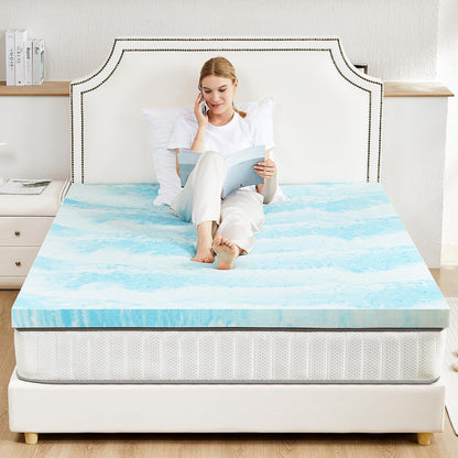 Sweetcrispy Memory Foam Mattress Topper - 4 Inch Gel-Infused Cooling Pad for California King Bed | CertiPUR US Certified, Breathable Design