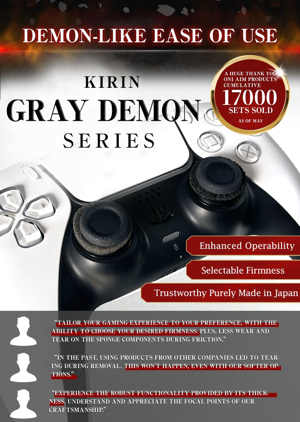 OniAim Precision Rings Gray Demon AIM Assist Motion Control Accessories for PS5, PS4, Xbox Series, PC Gamepads, Switch Pro Controller & Scuf Controller (Spring)