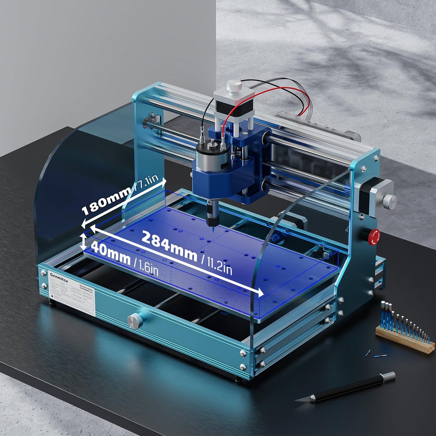 Genmitsu 3018-PROVer V2 CNC Milling Machine, Desktop CNC for Beginner with Limit Switches & Emergency-Stop, Upgraded Z Axis Aluminum Spoilboard, Working Area 284 x 180 x 40mm (11.2 x 7.1 x 1.6 inches)