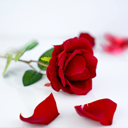 Noble Rose Ring Box - Flower Heart Engagement Ring Box for Proposal Ring, Ceremony, Wedding or Special Occasions (Red)