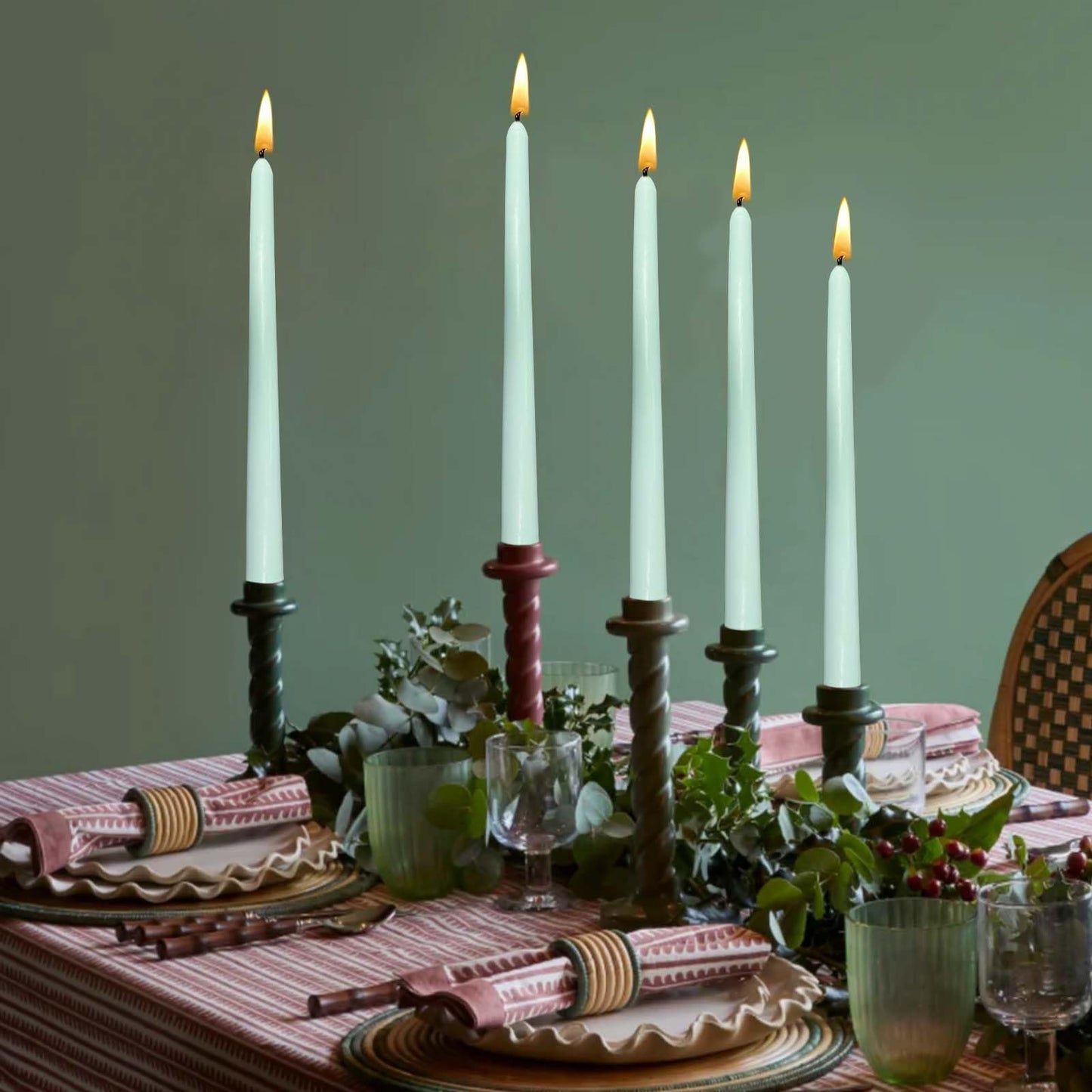 10 inch Light Green Taper Candles-Set of 4 Tapered Candle, Tall Candlesticks,Grass Green Stick Candles,Smokeless,Home Dinner, Party, Wedding, Halloween, Christmas (Green, 10inch)