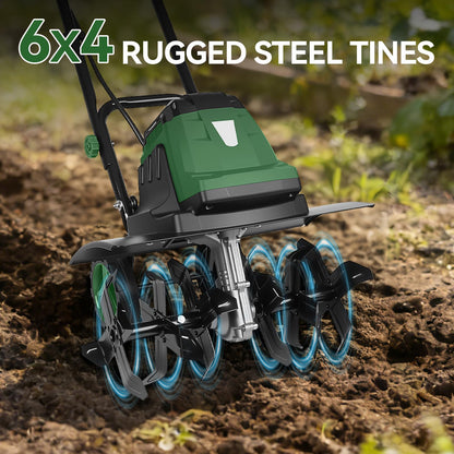 18-Inch Electric Tiller Cultivator, LAZYLAND 15A 380RPM Corded Rototiller with 9-Inch Tillling Depth, 6X4 Steel Tines for Garden/Lawn/Yard/Soil Aeration/Soil Cultivation