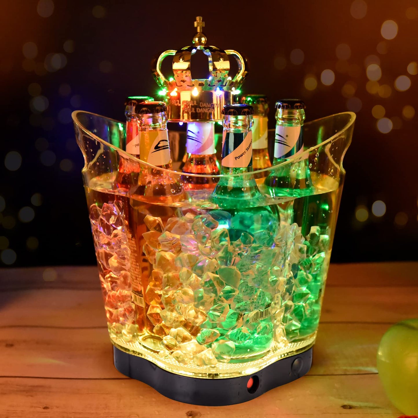 LED Ice Bucket - Portable Colorful Gradient Ice Bucket 6 Liter,Great for Home Bar, Chilling Beer, Champagne and Wine (Four Leaved Clover-1pcs)