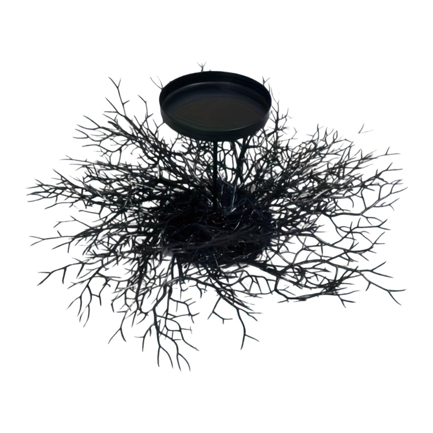 Mini Halloween Wreaths with Plastic Candle Holder, 5.5" Artificial Black Maple Leaves Candle Wreath Floral Twig Candleholder Wreath for Table Centerpieces Decorations