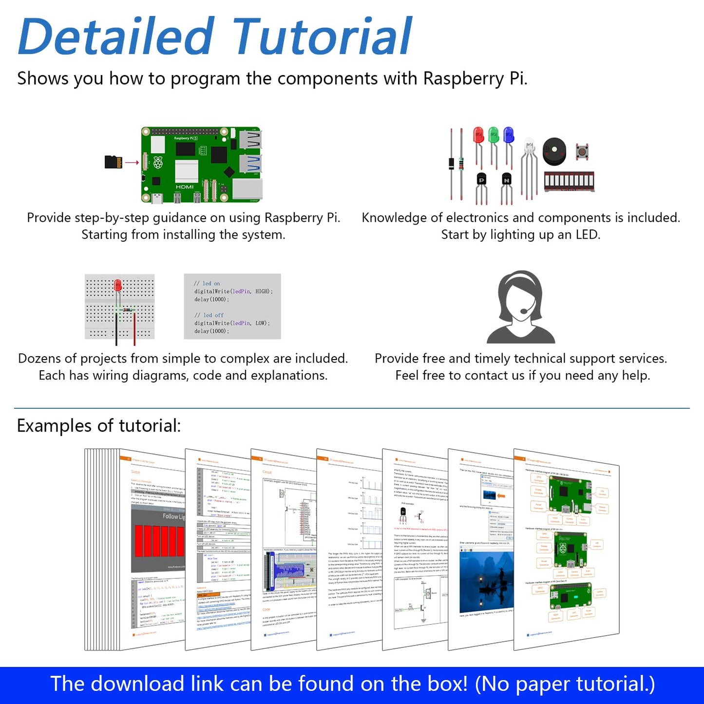 Freenove Ultimate Starter Kit for Raspberry Pi 5 4 B 3 B+ 400 Zero 2 W, 962-Page Detailed Tutorial, Python C Java Scratch Processing Code, 223 Items, 128 Projects (Raspberry Pi NOT Included)