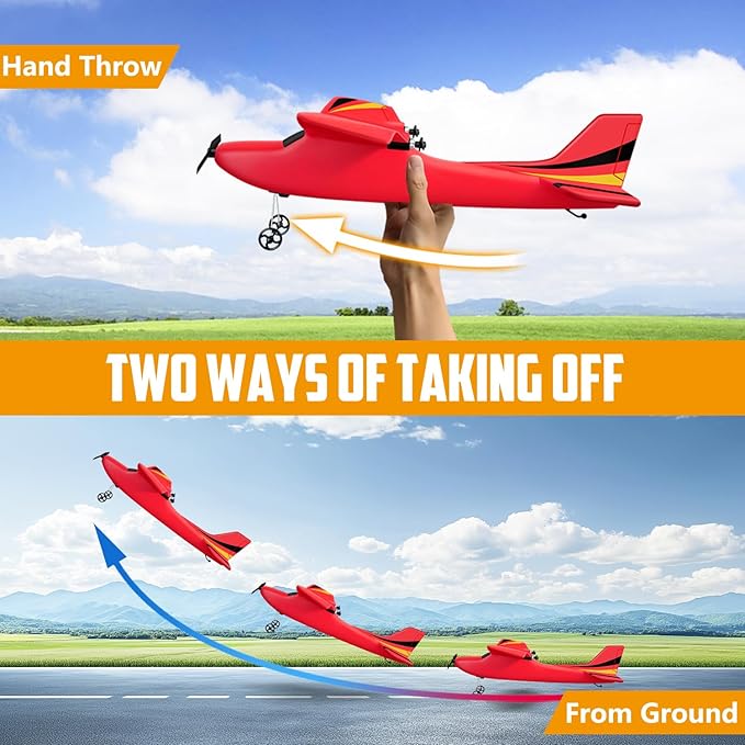 HAWK'S WORK 2 Channel RC Airplane Ready to Fly 2.4GHz Remote Control Plane Easy to Fly Glider for Kids &amp Beginners (Blue)