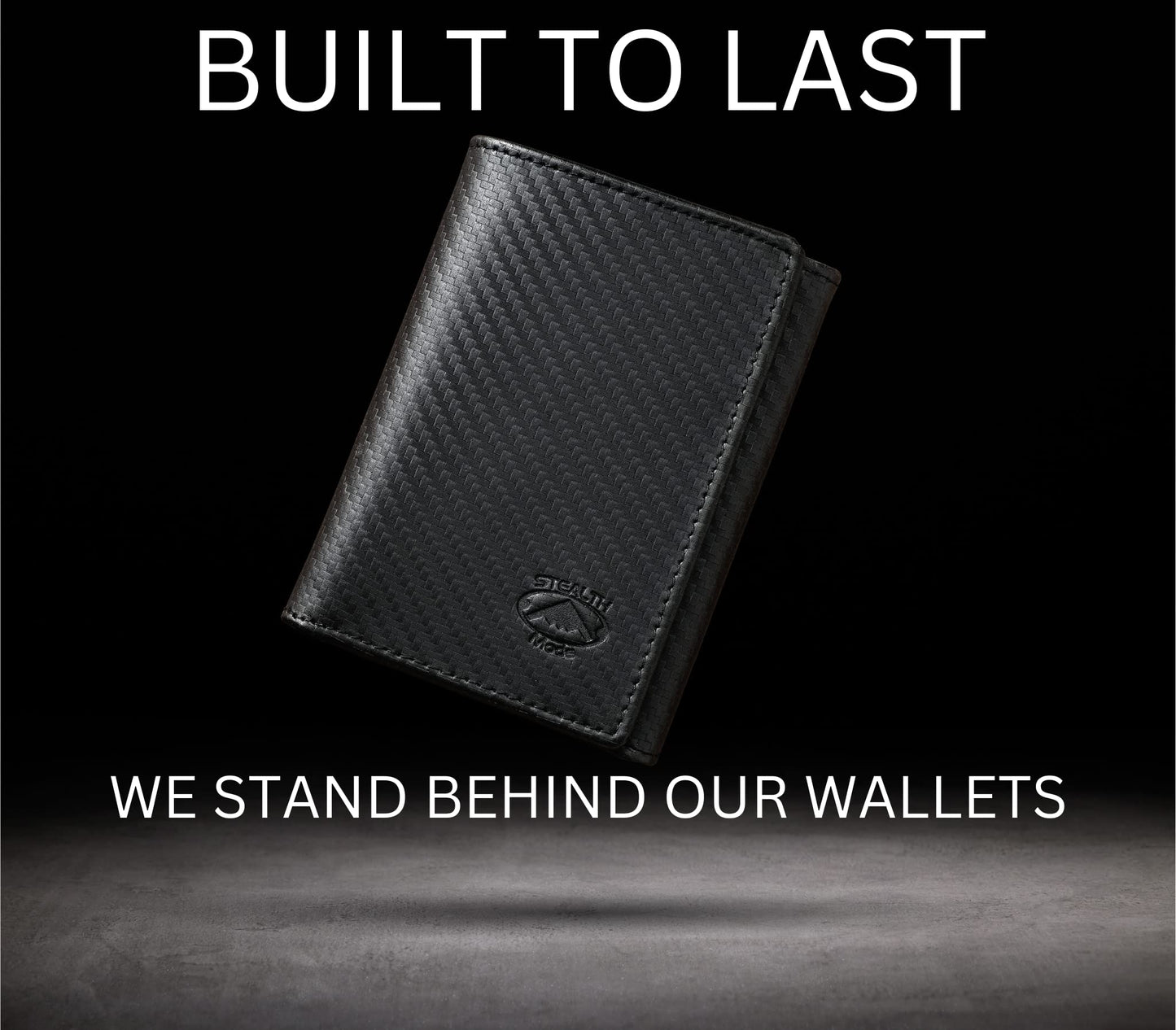 Stealth Mode Trifold Leather Wallet for Men with RFID Blocking (Carbon Fiber)