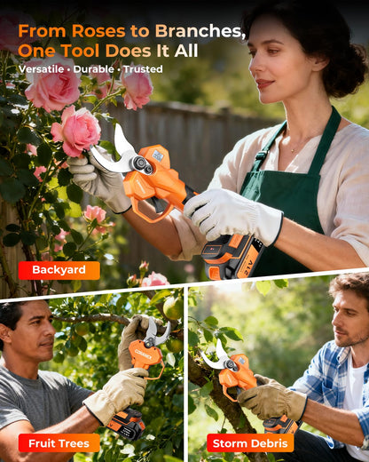 CORANEX 2.05'' / 56 mm Cordless Electric Pruning Shears | Longer Runtime | Brushless Motor | Anti-Slip Handle | Safety Switch | Ideal for Garden, Orchard & Tree Trimming
