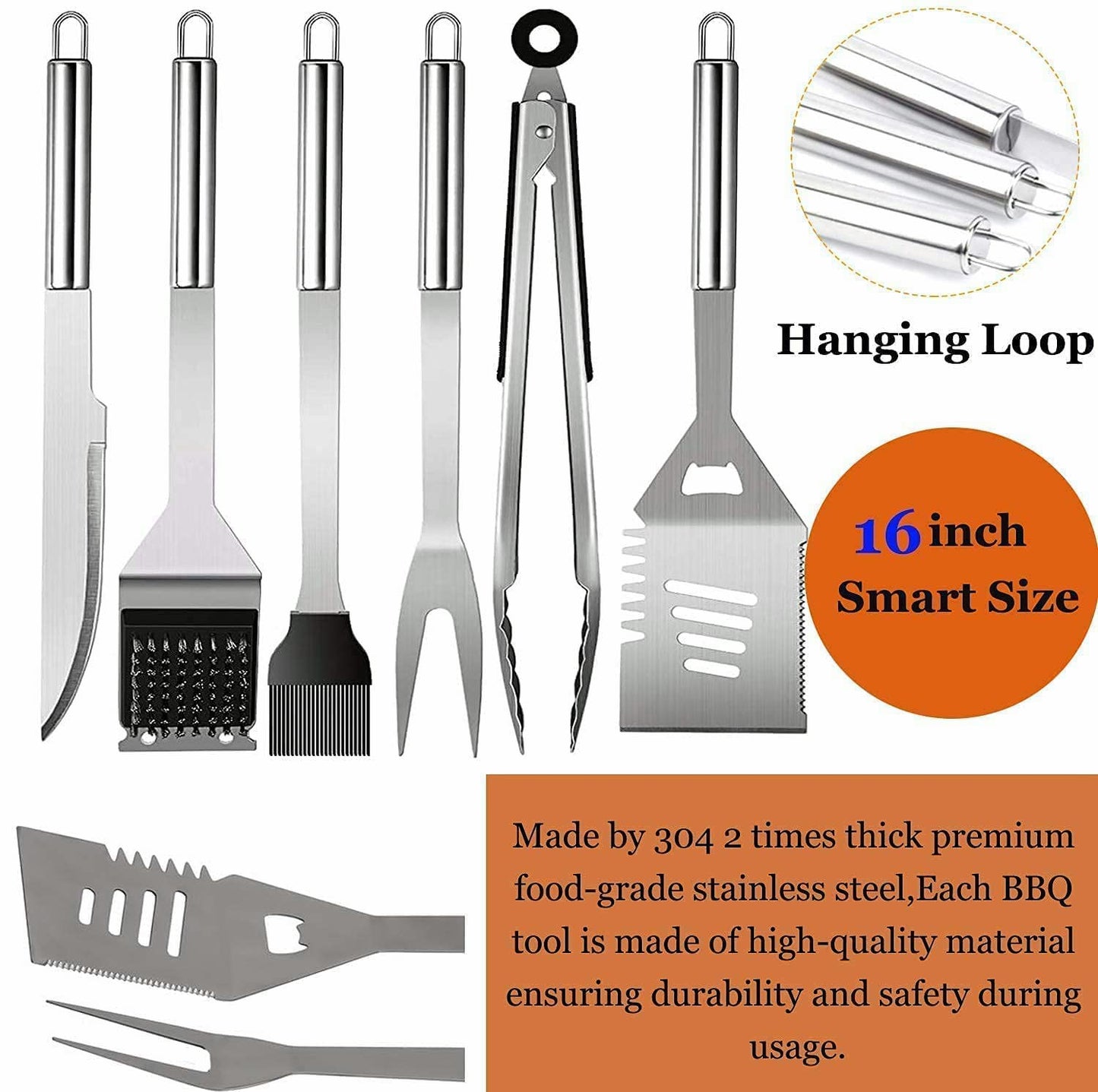 MUJUZE Grilling Accessories,Grill Accessories for Outdoor Grill,31pcs Grill Set Grilling Gifts for Men,BBQ Accessories Set,Stainless Steel Grill Kit with Apron for Outdoor,Camping,Backyard