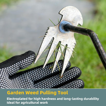 Weed Puller Tool, Upgrade Durable Garden Weeder Tools, Dual Purpose Manual Weed Removal Tool with Manganese Steel Teeth, Portable Uprooting Weeding Tool for Vegetable Gardens Backyards