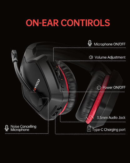 BEAVIIOO Wireless Gaming Headset PC, PS5, PS4-50-Hr Battery, Noise-Canceling Mic, Surround Sound, for Immersive Gaming, Virtual Meetings, All-Day Comfort, Gamers & Professionals (Update)