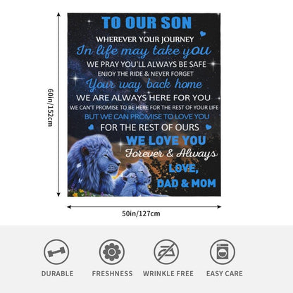 YOYICU Gifts for Son Birthday, Son Gifts from Mom and Dad, to My Son Blanket, Birthday Present for Child Lion Blanket Christmas 50” x 60”