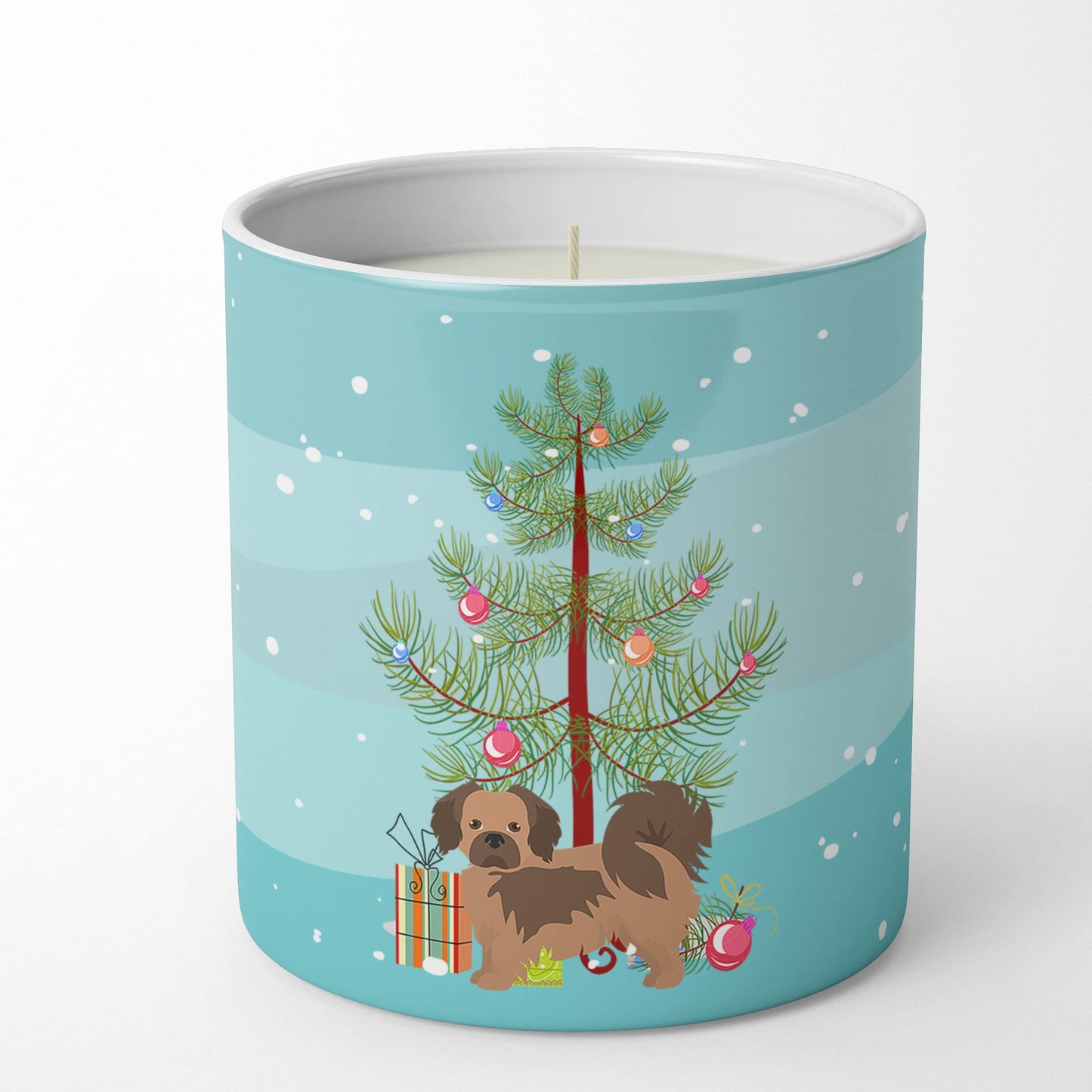 Caroline's Treasures CK3488CDL Tibetan Spaniel Christmas Tree 10 oz Decorative Soy Candle Nature Soy Wax Essential Oil Home Decor Ideal for Bedroom Kitchen Bath Office Gift, 10 oz