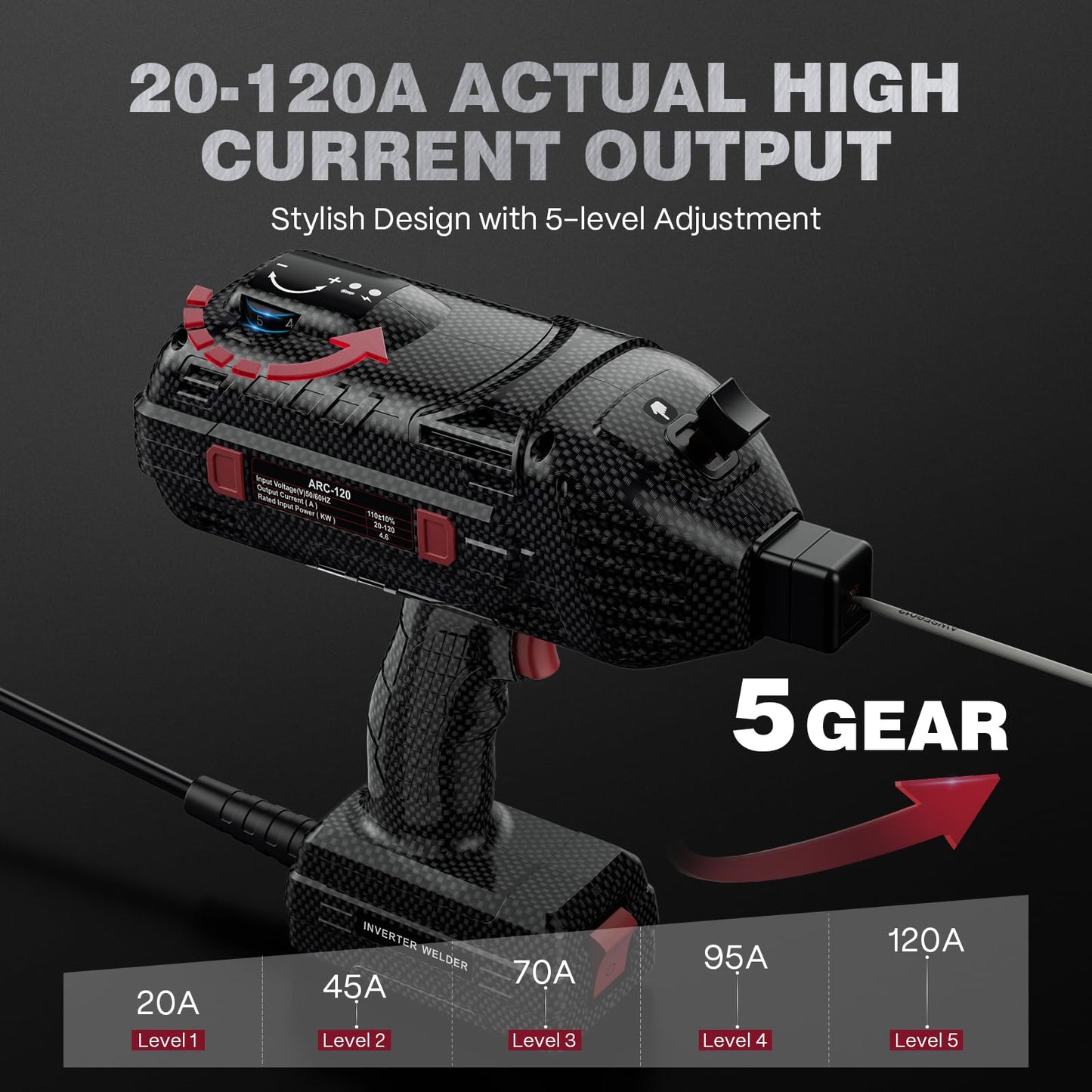 ARCCAPTAIN Stylish Handheld Welder, 110V Portable Welding Machine with IGBT Inverter, 120A Stick Welder with Auto Darkening Goggles and Upgraded Ground Clamp, Fits for 3/32"-1/8" Welding Rods