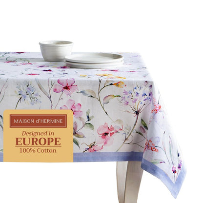 Maison d' Hermine Table Cloth Rectangle Table 100% Cotton 60 x 108 Inches Tablecloth Reusable Decorative for Dining Kitchen Room Farmhouse Home Gifts for Mothers Day Spring Summer - Summer Floral