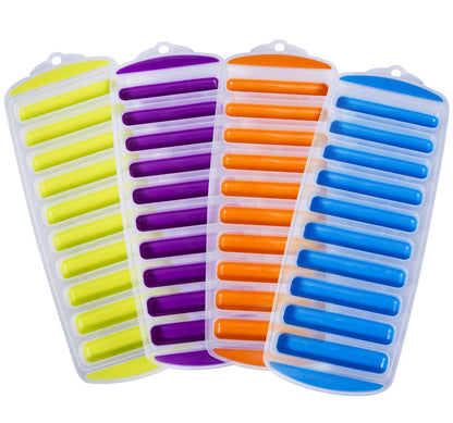 Ozera 4 Pack Ice Cube Trays, Narrow Water Bottle Ice Cube Tray Stick, Silicone Ice Trays for Freezer with Easy Push and Pop Out Material, Ideal for Sports and Water Bottles