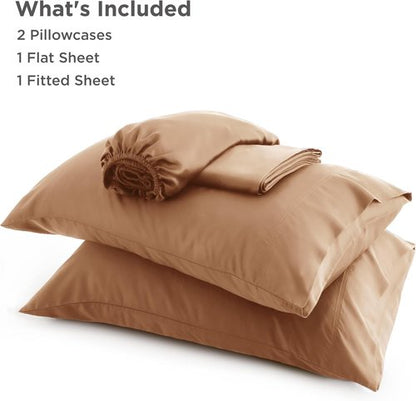 Bedsure King Size Cooling Sheets Set - Breathable Rayon from Bamboo, Soft & Silky, Deep Pocket Up to 16 Inches, Khaki