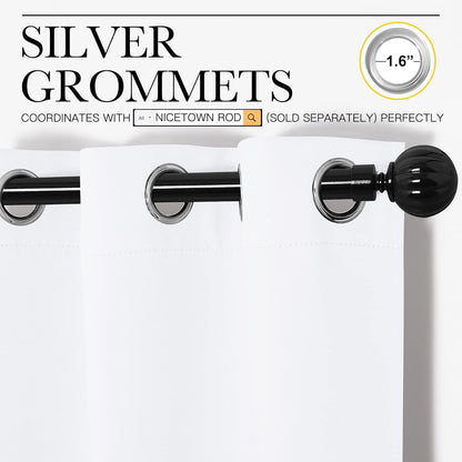 NICETOWN White Room Darkening Curtains - Energy Saving Grommet Top Drapes for Bedroom | Set of 2 Panels, 55x78 Inch