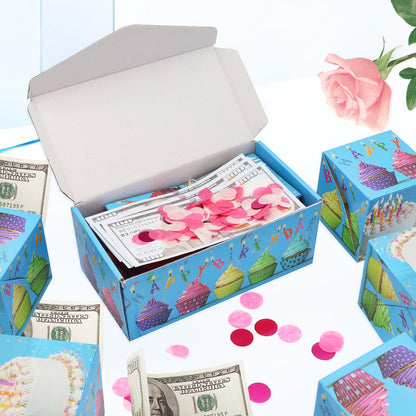 Surprise Gift Box Explosion for Money, Unique Folding Bouncing Red Envelope Gift Box with Confetti, Cash Explosion Luxury for Birthday Anniversary Valentine Proposal (15 Bounces) (Blue Birthday)