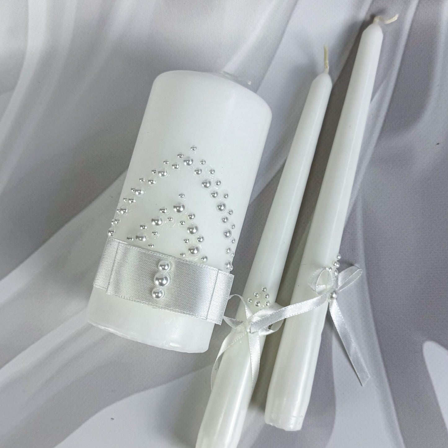 Magik Life Unity Candle Set - Wedding Ceremony & Reception – 6” Pillar & Two 10” Taper Candles – Long Burning Unity Candles for Marriage Ritual – Handmade in USA – White | Satin