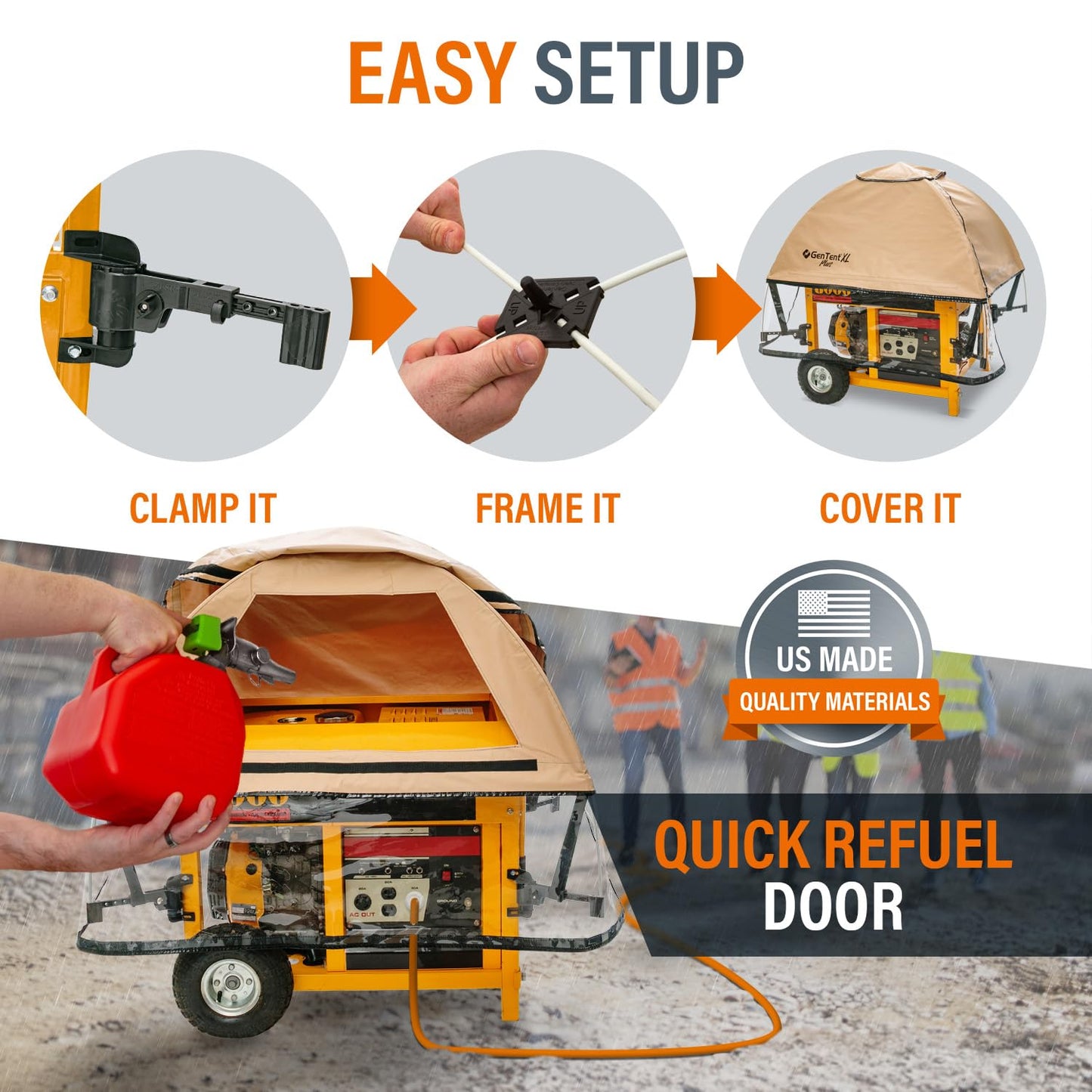 GenTent XL Open Frame Running Cover - Universal Adapter Kit Generator for Larger Generators Tent (Beige, XL - Plus)