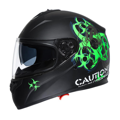 TRIANGLE Full Face Motorcycle Helmet Dual Visor Helmets for Adult Men and Women with Smoked Sunshield DOT Approved