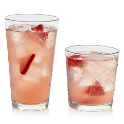 Libbey Flare Rocks, Glass Tumbler Set, Stylish Lead-Free Drinking Glasses Set of 16, Dishwasher-Safe Glass Cups Set for Daily Use and Parties
