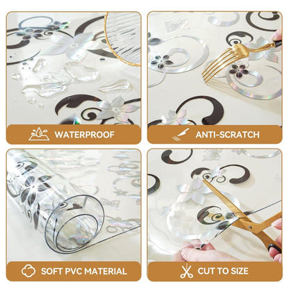 LovePads Floral Clear Table Cover Protector - 24 x 48 Inch Thick Plastic Table Cloth, Waterproof PVC Desk Mat for Dining Room Table, Wood Furniture Topper, Anti-Scratch Desk Pad for Kids Writing,