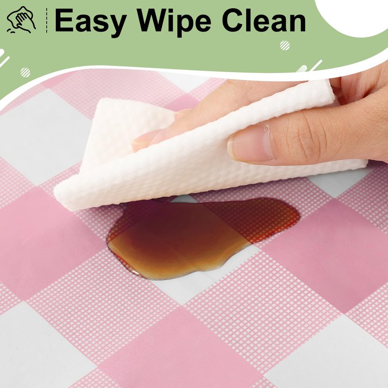 misaya 4 Packs Buffalo Disposable Table Cloth, 54 x 108 Inch Waterproof Plastic Tablecloth, Rectangle Pink and White Checkered Table Covers for Picnic, Birthday, Party, Mother's Day
