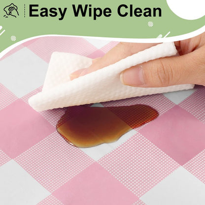 misaya 4 Packs Buffalo Disposable Table Cloth, 54 x 108 Inch Waterproof Plastic Tablecloth, Rectangle Pink and White Checkered Table Covers for Picnic, Birthday, Party, Mother's Day