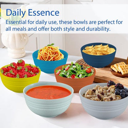 Homestockplus Unbreakable Cereal Bowls 25 OZ Microwave and Dishwasher Safe BPA-Free Bowl Dessert Bowls for Serving Soup, Oatmeal, Pasta and Salad [Set of 6]