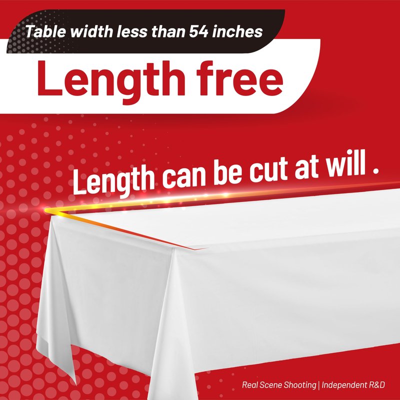 Airbin Plastic Table Cloth, 310 Ft X 54 in Disposable Tablecloth White Plastic Tablecloth with Any Cut Sliding Cutters Premium Table Cover Roll for Picnics, Parties, Birthdays, Weddings