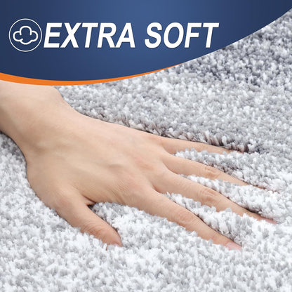 OLANLY Bathroom Runner Rug - Extra Soft Microfiber Mat, Quick Dry & Washable, 59x24, Light Grey