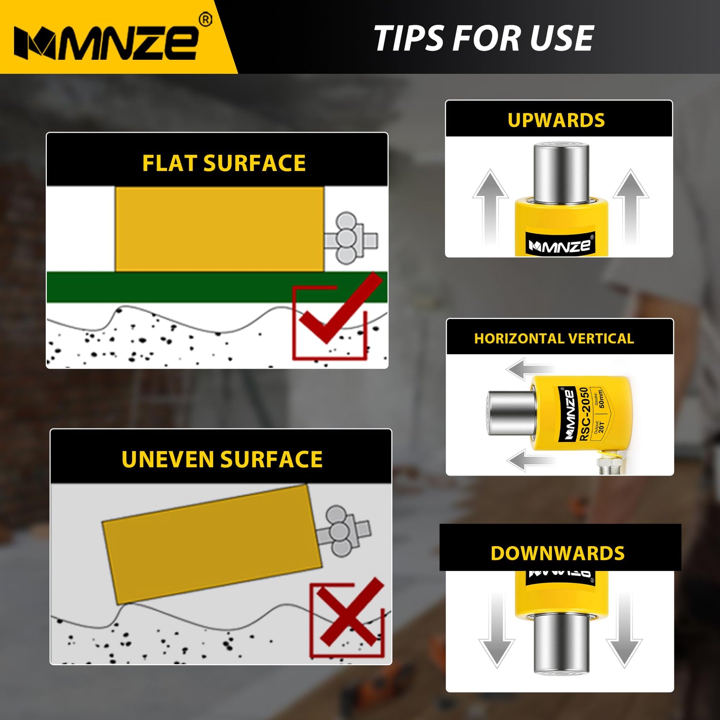 MMNZE 20T 2" Stroke Hydraulic Cylinder Jack Sets Porta Power Ram Jack Kits Single Acting Lifting Cylinder Retract Automatically with CP-180 Hydraulic Hand Pump
