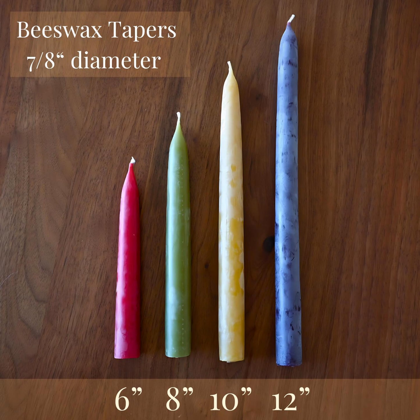 Candlestock Beeswax Taper Candles – Standard 7/8" Diameter, Pure 100% Natural USA Beeswax, Cotton Wick, Dripless, Long-Burning, Handmade in Woodstock, NY- 10 Inches - 2 Pairs (4 Candles) - Natural