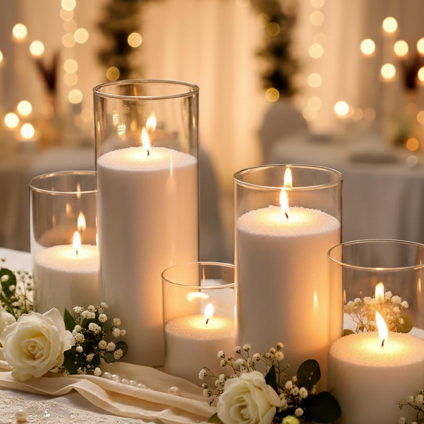 LAMORGIFT 16LB Candle Sand- Pearled Candles with Wicks (50 Pcs) & Wooden Spoons, White Candle Beads, Sand Wax, Candles Unscented for Powder Candle Making, Wedding Decor